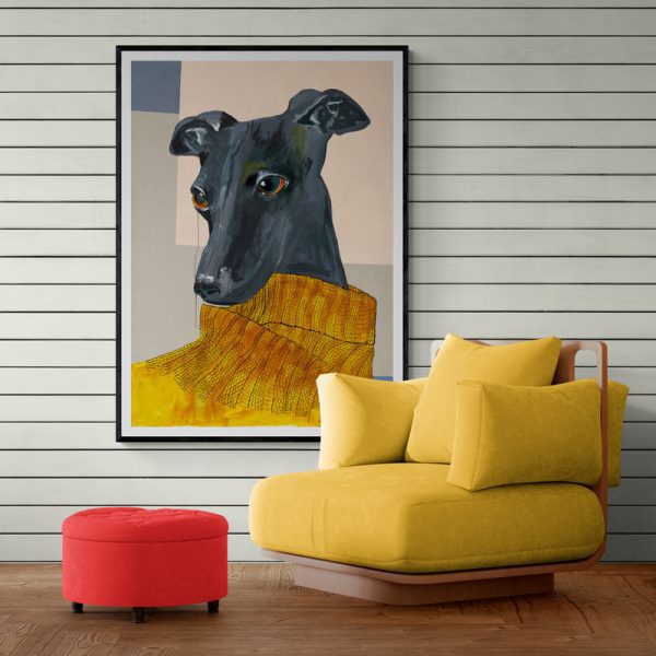 Dog in knit Print by Julie Bidstrup