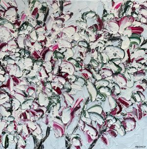Oil and Acrylic painting of flowers named Windswept by Felicia Aroney