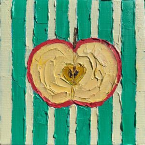 "An apple a day" painting by Guzaliya Xavier, currently exhibiting at Winmark Art Gallery