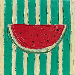 "Melon Mood" painting by Guzaliya Xavier, currently exhibiting at Winmark Art Gallery