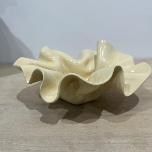 Side view of Wave Tray Sculpture by Jessica Sellinger, currently exhibiting at Winmark Wines Art Gallery, Broke Hunter Valley