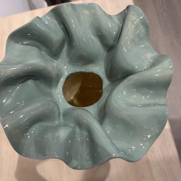 Top view of Wave Vase Sculpture by Jessica Sellinger, currently exhibiting at Winmark Wines Art Gallery, Broke Hunter Valley
