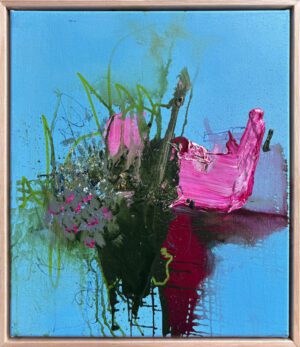 Abstract painting "Heart Felt" by Charles Hebert, currently exhibited at Winmark Wines Art Gallery