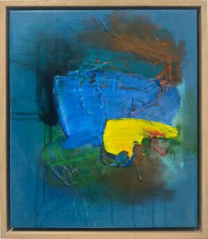 Abstract painting "Posie" by Charles Hebert, currently exhibited at Winmark Wines Art Gallery