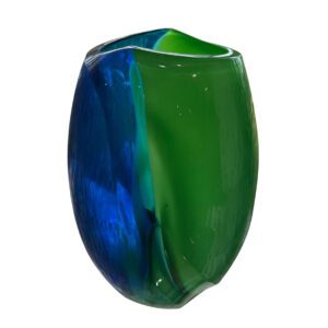 Tulippa Blue-Green glass blown sculpture by Keith Rowe currently exhibited