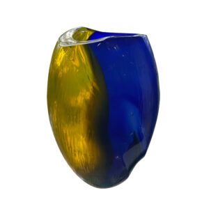 Glass Blown Sculpture #155 Tullippa Blue-Yellow by Keith Rowe