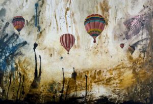 Balloons Away Camilla Blachmann 65x95cm oil on canvas $3000