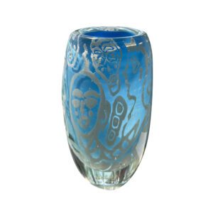 Glass Blown Sculpture #176 portrait – light blue by Keith Rowe