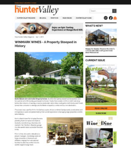 Winmark Wines first article in Your hunter valley magazine 