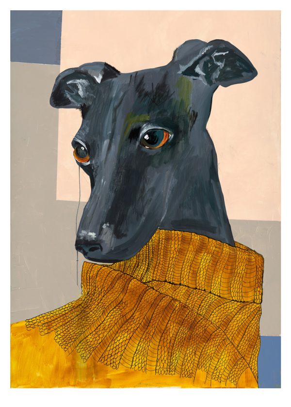 Dog in knit print by Julie Bidstrup