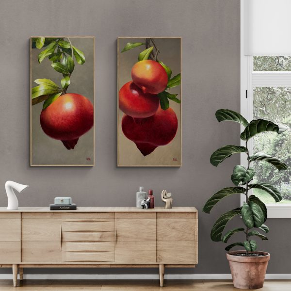 Single Pomegranate and Trio of Pomegranates by Alison Mitchell