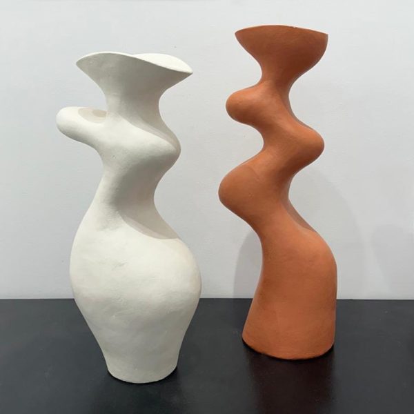 Sculpture pair White & Orange by Katarina Wells