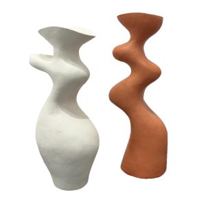 Sculpture pair White & Orange by Katarina Wells