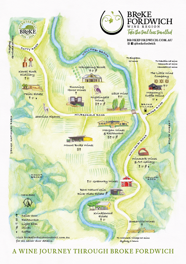 Illustrated map of the Broke Fordwich Wine Trail