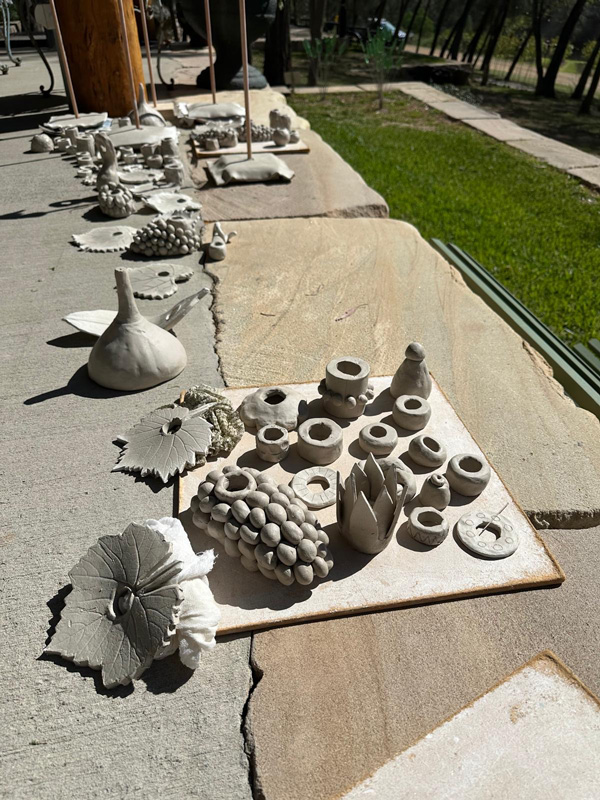Ceramic items ready to be painted at Lisa Hölzl Totem workshop at Winmark Wines