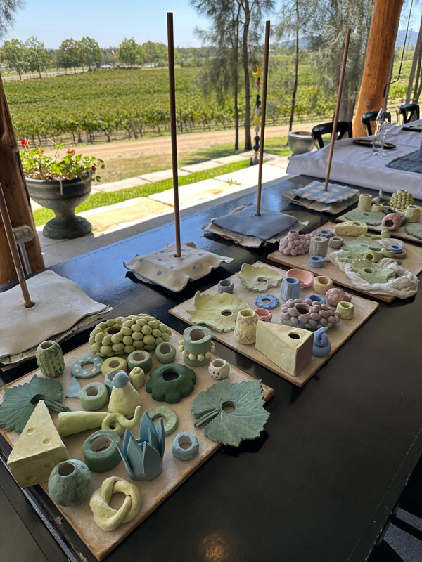 Ceramic items ready to be assembled at Lisa Hölzl Totem workshop at Winmark Wines