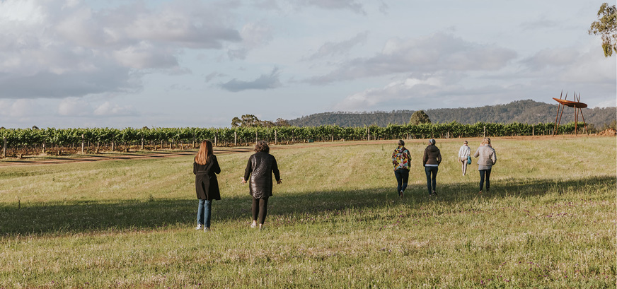 Walking to Celest at the Mindfulness Retreat, Winmark Wines