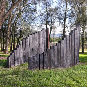 the Shadow Lines sculpture by Tania McMurtry installed at Winmark Wines