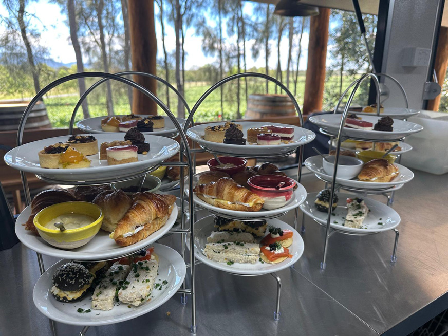 delicious plates of food at High tea at Winmark Wines