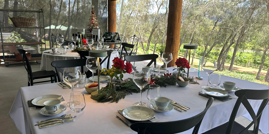 Christmas decorations at High tea at Winmark Wines