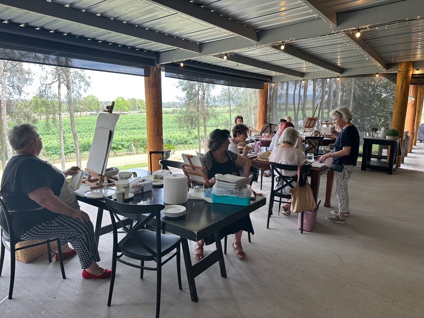 Art workshop at Winmark Wines run by Julianne Ross Allcorn