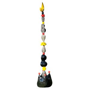 Yellow Moon totem sculpture by artist Lisa Holzl