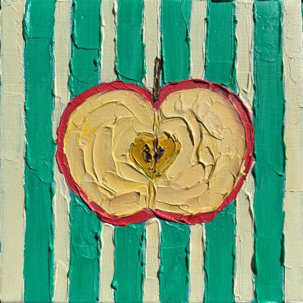 "An apple a day" painting by Guzaliya Xavier, currently exhibiting at Winmark Art Gallery