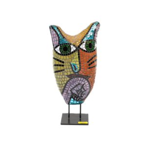 Creature with tail and hand on face sculpture by Deborah Halpern