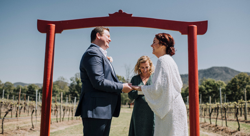Couple marrying at Winmark Wines