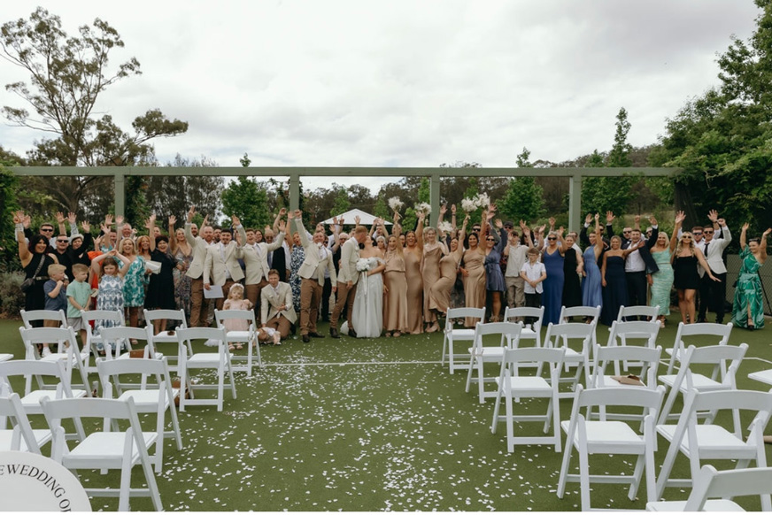 Bridal Party celebrating after ceremony at Winmark Wines