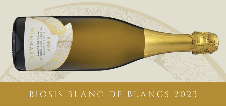 Biosis Blanc de Blancs bottle and name